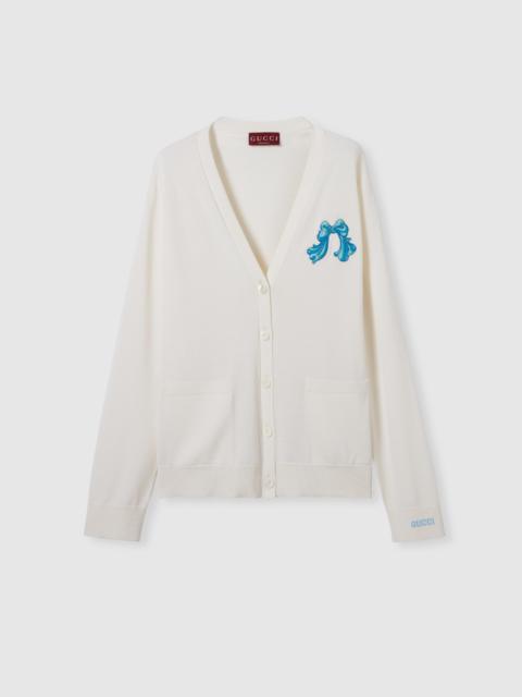 GUCCI Extra fine wool cardigan with patch