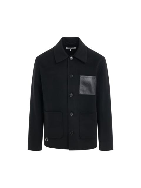 Leather Pocket Workwear Jacket in Black
