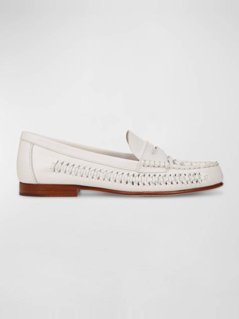 VERONICA BEARD Woven Leather Penny Loafers