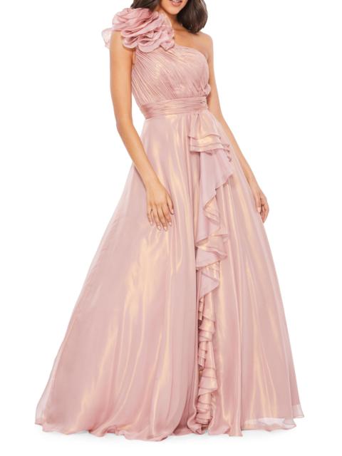 MAC DUGGAL Women's One-Shoulder Chiffon Gown - Rose Gold
