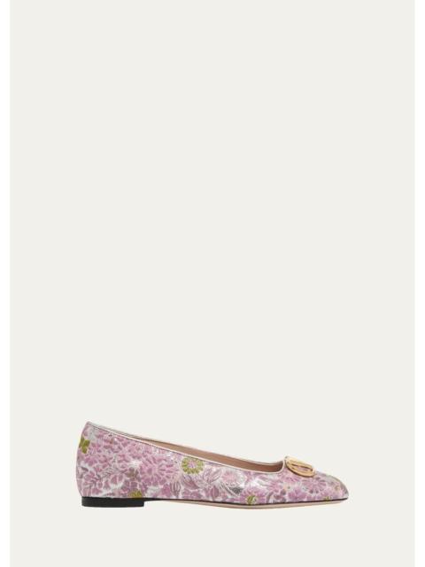 Valentino VLogo Floral Jacquard Ballerina Flats
