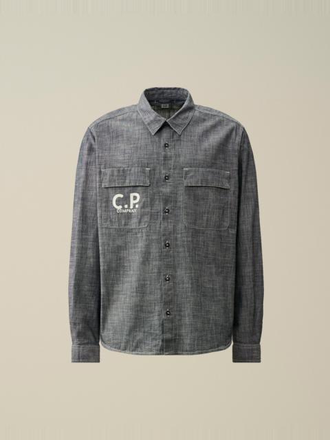 Chambray Long Sleeved Logo Shirt