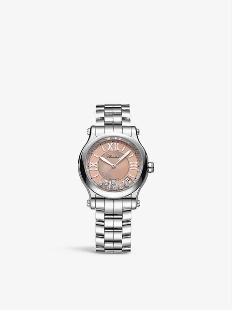 Chopard 278559-3025 Happy Sport stainless-steel and 0.35ct diamond self-winding mechanical watch