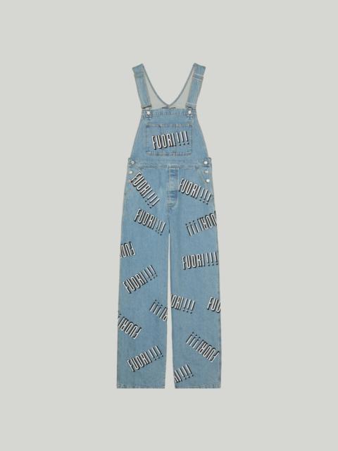 GUCCI Cotton denim overall with Fuori!! print