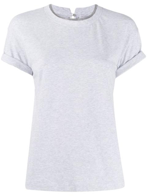 round-neck beaded T-shirt