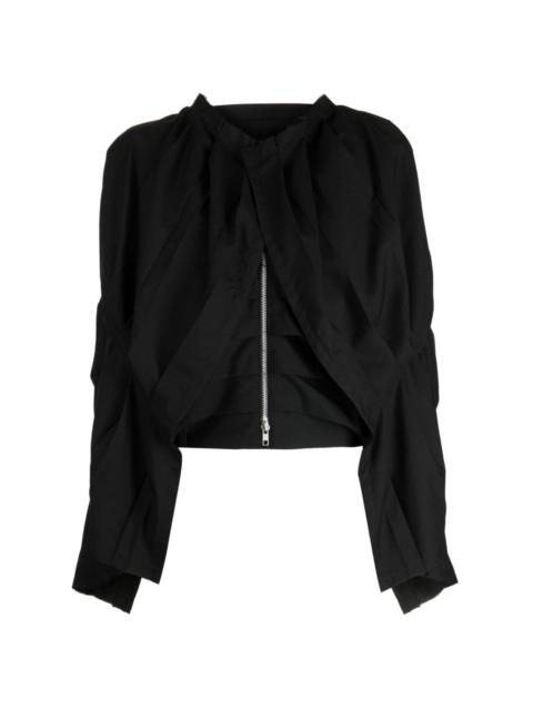 pleated zip-up jacket