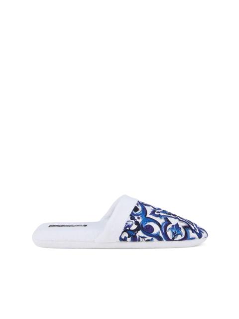 Barocco-print terry-cloth slippers
