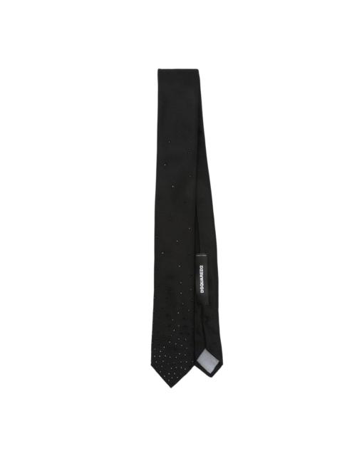 rhinestone-embellished silk tie