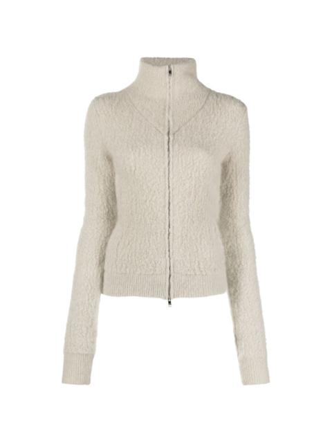 Amina zip-front knitted cardigan