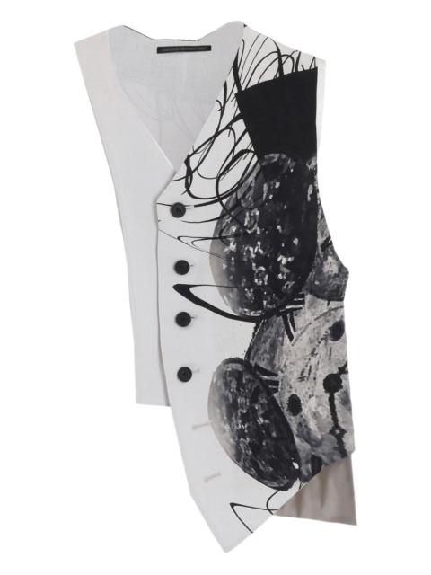 Yohji Yamamoto clock-print asymmetric waistcoat