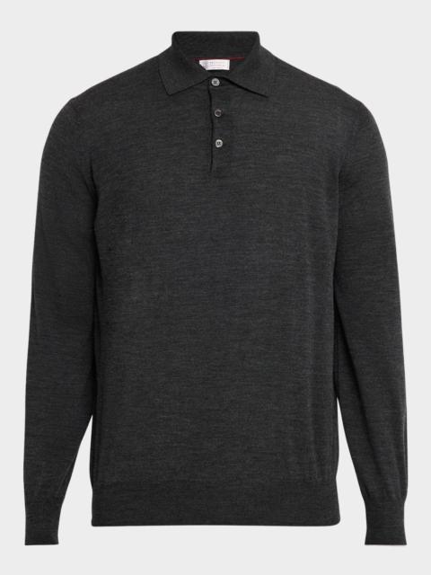 Brunello Cucinelli Men's Wool and Cashmere Polo Sweater