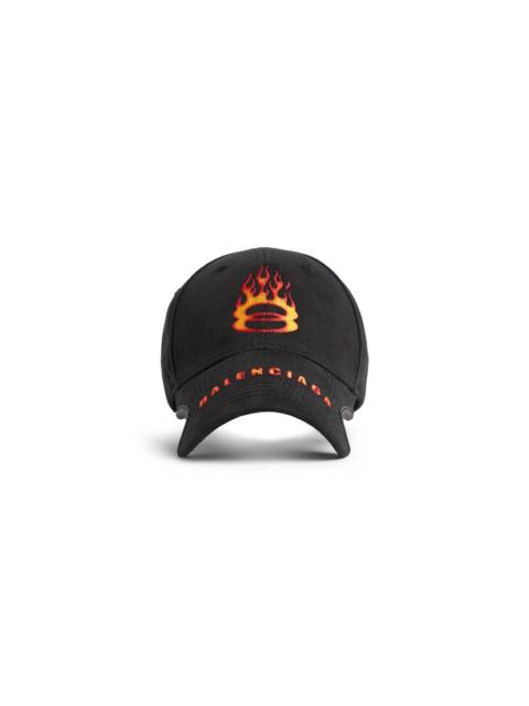 BALENCIAGA Burning Unity Cap in Black/orange