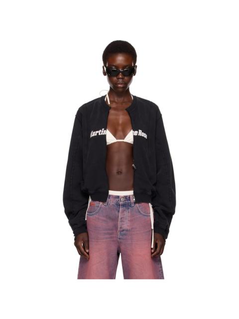 Martine Rose SSENSE Exclusive Black Shrunken Zip Up Crew Jacket