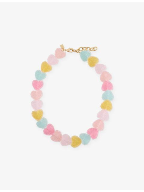 CRYSTAL HAZE Jelly Heart 18ct Yellow Gold-Plated Brass and Enamel Beaded Bracelet