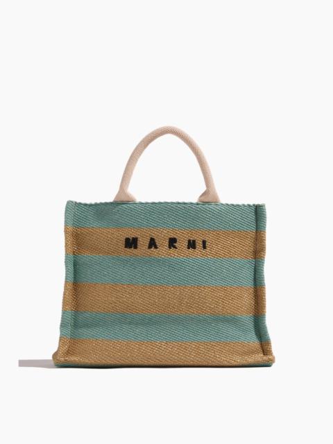 Marni Raffia Small Tote Bag in Raw Sienna/Pale Mint