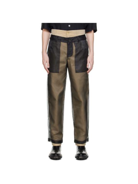 FENG CHEN WANG Black & Beige Layered Trousers