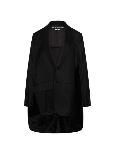 Junya Watanabe Wool Blazer With Faux-Fur Cape in Black