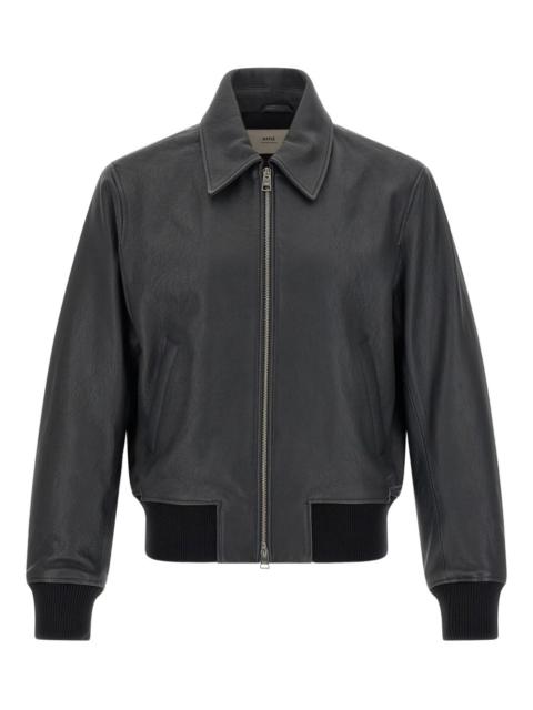 AMI Paris zip-up leather jacket