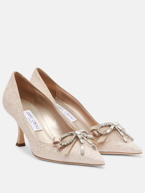 Auria 70 crystal-embellished glitter pumps