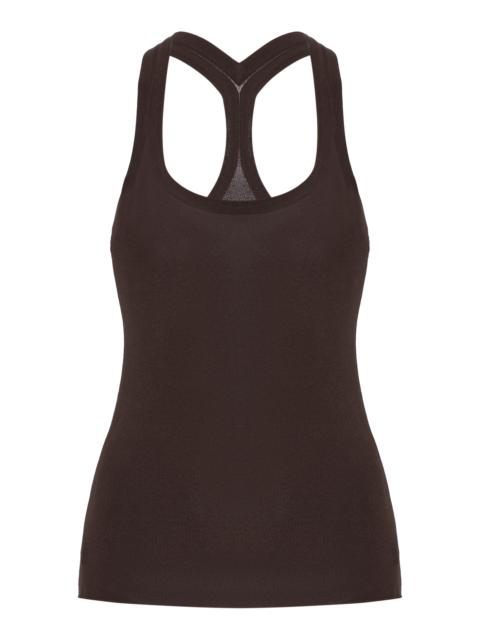 BRANDON MAXWELL The Raven Racerback Knit Tank Top brown