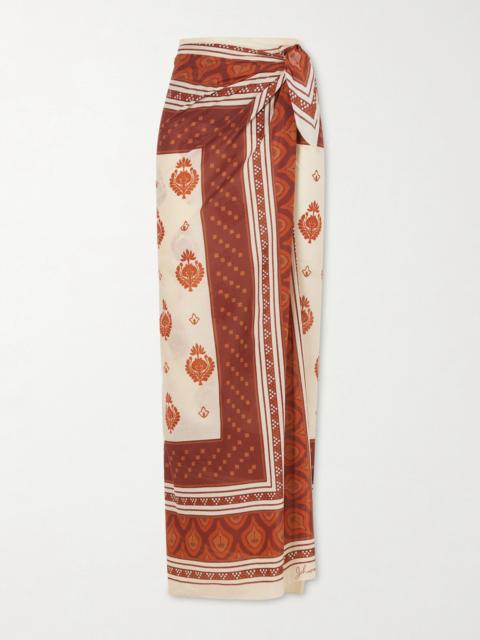 Johanna Ortiz Red Spirit Of The Rider Printed Cotton Pareo