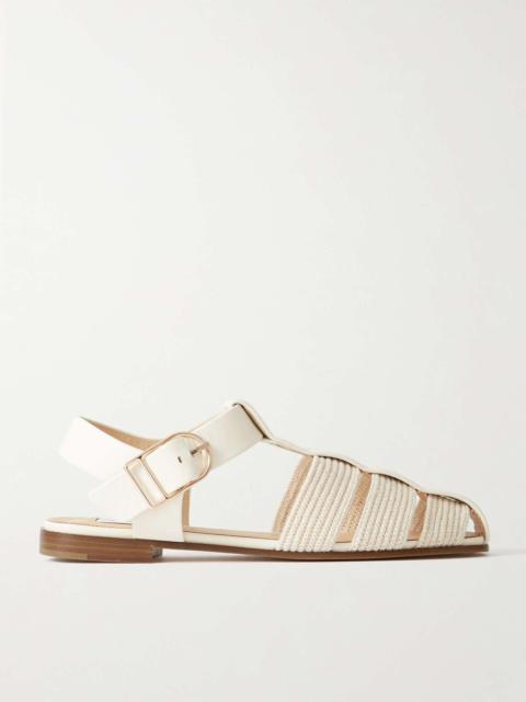 GABRIELA HEARST Calla striped crochet-knit and leather sandals