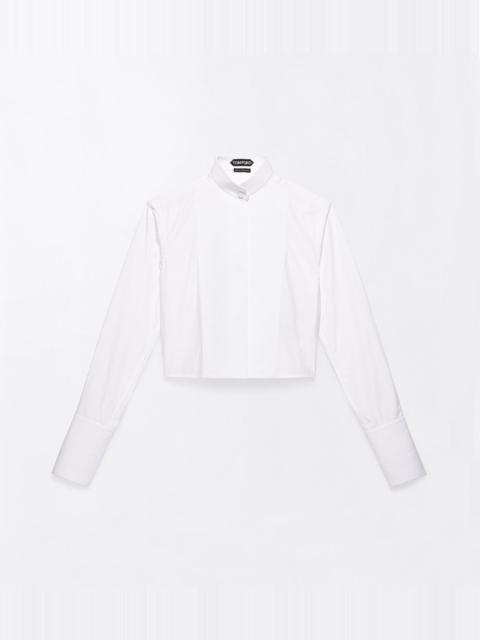 TOM FORD COTTON CROPPED TUXEDO SHIRT WITH OPEN BACK