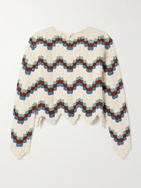 ESCVDO Safi Cropped Scalloped Crocheted Organic Cotton Top