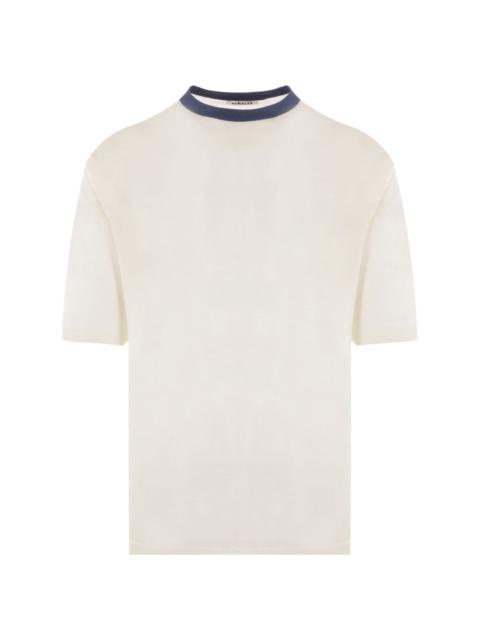 contrasting-collar short-sleeved T-shirt