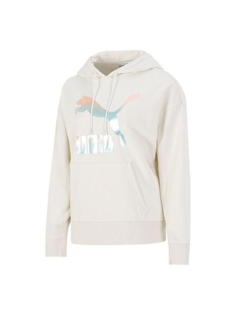 PUMA (WMNS) PUMA Classics Logo Hoodie 'Beige Pink Blue' 531385-88