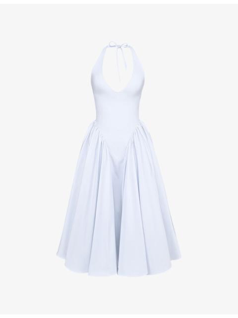 House of CB Marilyn Halter Stretch-Cotton Midi Dress