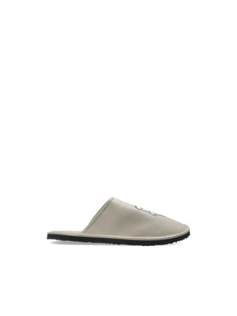 Off-White logo print leather slippers