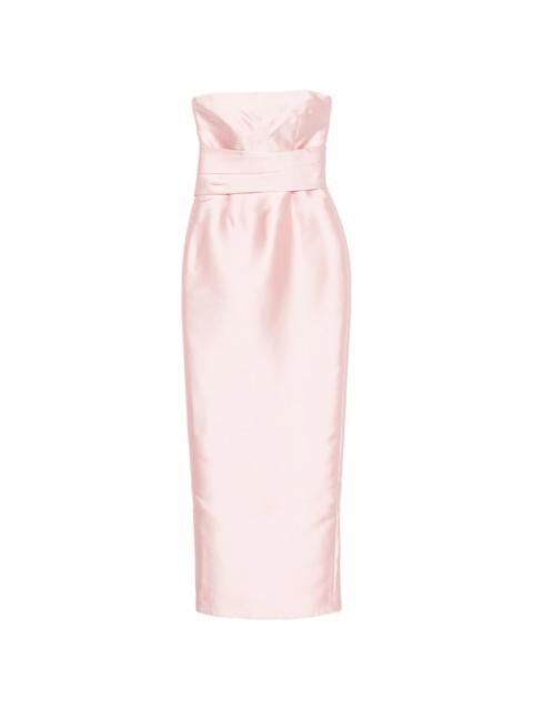 SOLACE LONDON strapless pleated-waist maxi dress