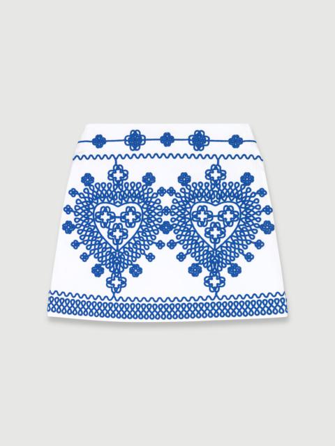 maje Embroidered pencil skirt