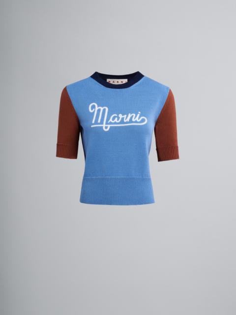 Marni SHORT-SLEEVED LOGO BIO COTTON SWEATER