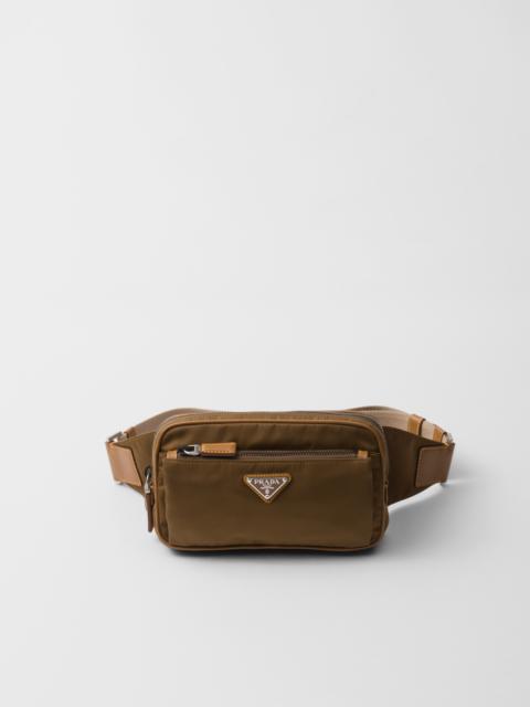 Re-Nylon and leather belt bag