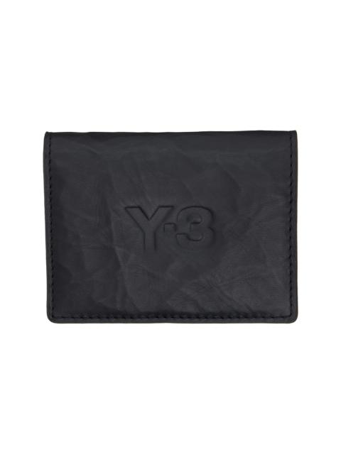 Y-3 Black Crinkled Leather Card Holder