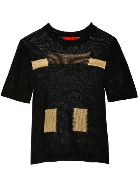 ECKHAUS LATTA Poster two-tone knitted T-shirt