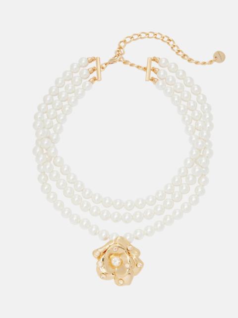self-portrait Crystal-embellished floral choker
