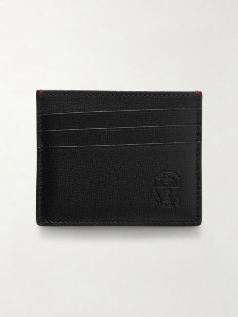 Brunello Cucinelli Pebble-Grain Leather Cardholder Black