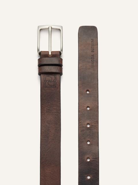 MAGDA BUTRYM Patina burgundy leather belt with silver buckle