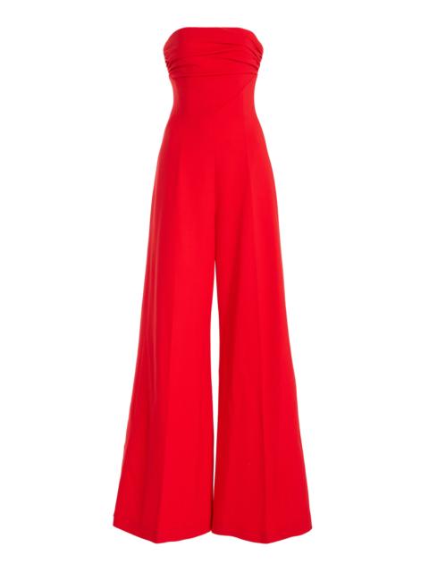 CAROLINA HERRERA Strapless Bi-Stretch Wool Jumpsuit red
