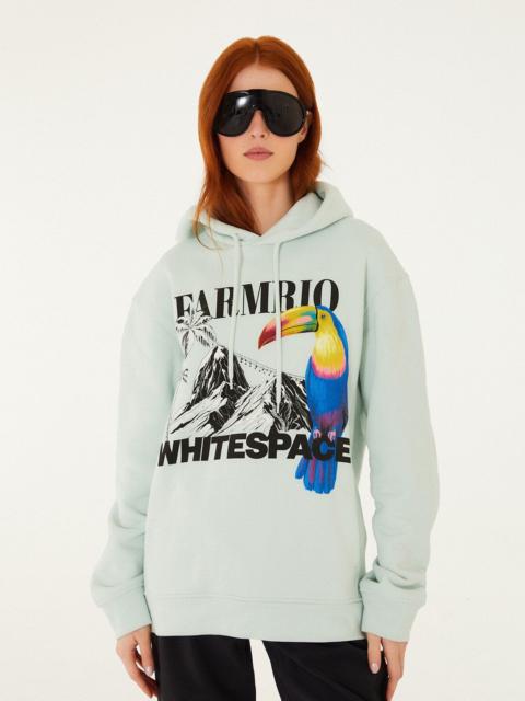 FARM RIO Blue Snow Macaw Hooded Sweatshirt