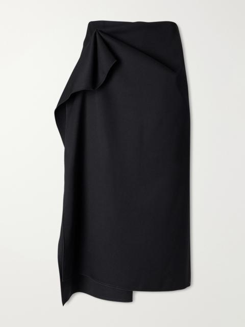 Lanvin Asymmetric Wool Midi Skirt