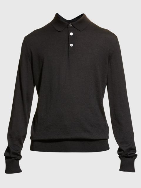 ZEGNA Men's Cashmere-Silk Polo Sweater