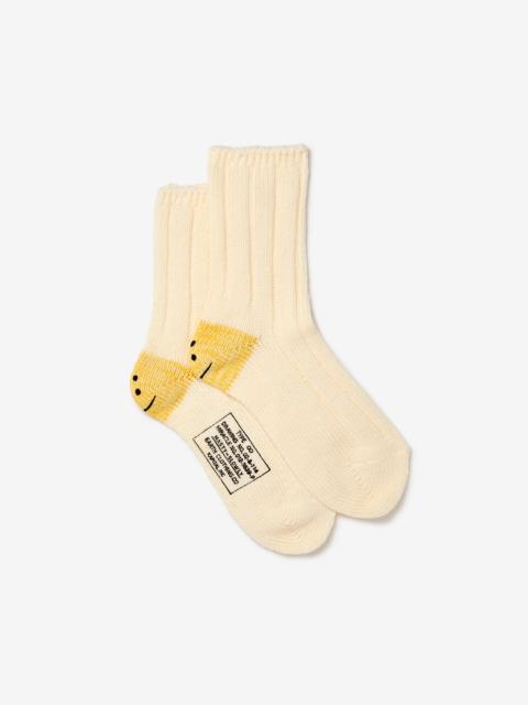 Kapital 56 YARNS MA-1 RAINBOWY HAPPY HEEL SOCKS (WHITE)