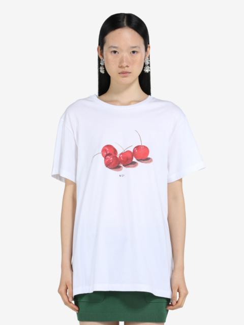 N°21 CHERRY-PRINT COTTON JERSEY T-SHIRT