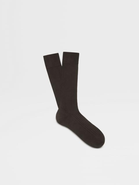 ZEGNA DARK GREY COTTON SOCKS