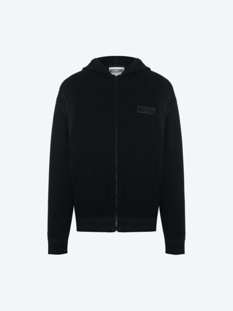 RUBBER LOGO OPEN-KNIT HOODIE