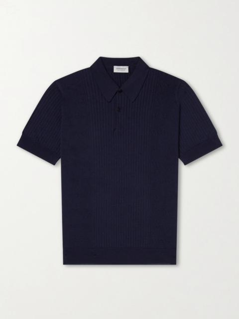 JOHN SMEDLEY Croall Ribbed Merino Wool Polo Shirt